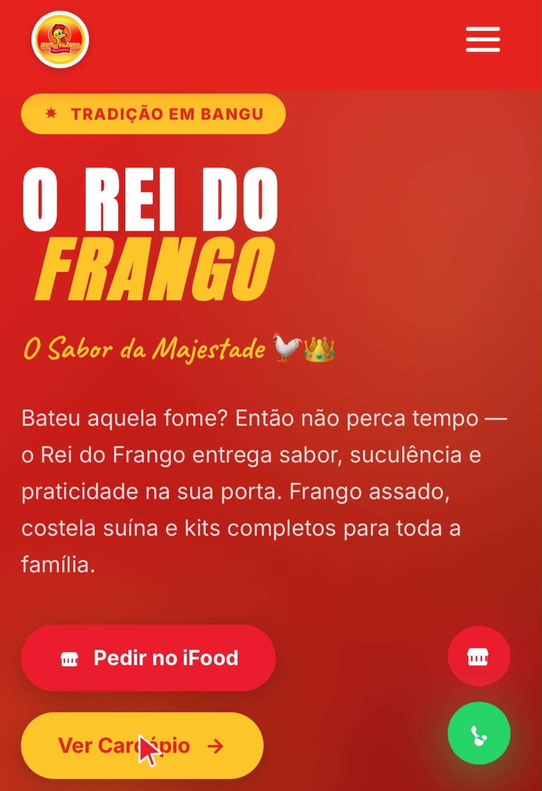 Landing page Rei do Frango